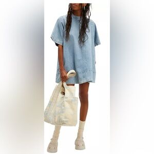 NWT Free People Denim Harlow Mini Dress Women’s XS Oversized *See Description*
